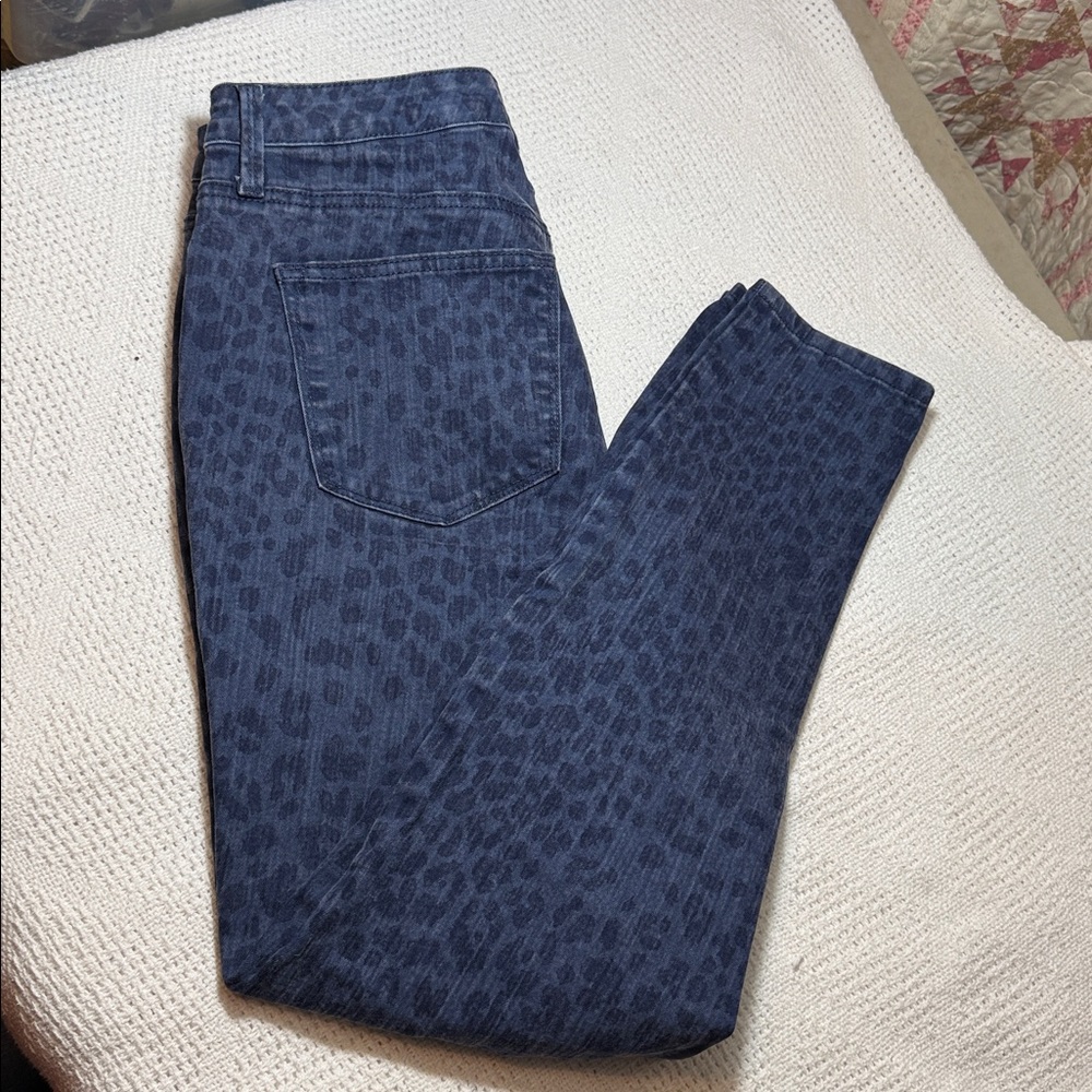 ND Blue Leopard Print Skinny Jeans